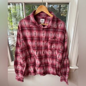Mens Urban Outfitters BDG Cropped Red Plaid Button-Up Shirt, M